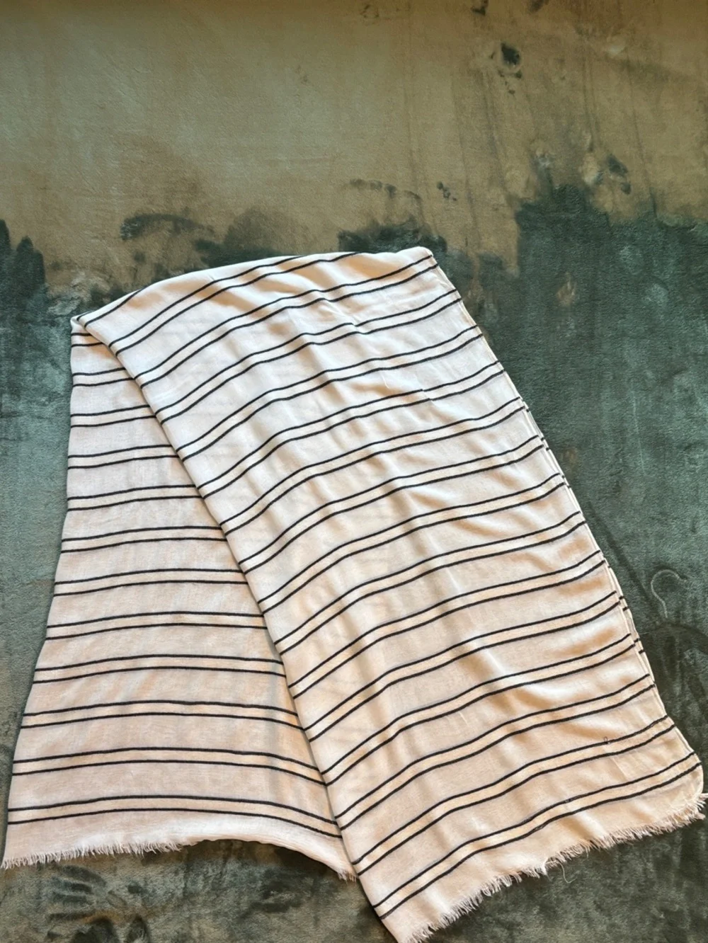 Striped Lightweight Scarf - White with Black Stripes